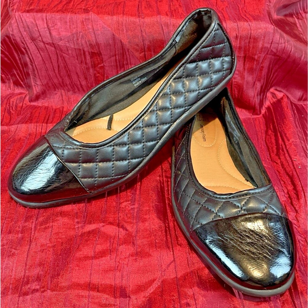 Womens Time & Tru Pale Black Diamond Pleated Ballerina Flat Slippers sz 9W